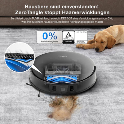ECOVACS DEEBOT T30 Omni Saugroboter mit Wischfunktion, Mini Station Staubsauger Roboter, 11.000 PA Saugkraft, Adaptive Kantenreinigung mit TruEdge™ Mopping Technolgie, ZeroTangle™ Design