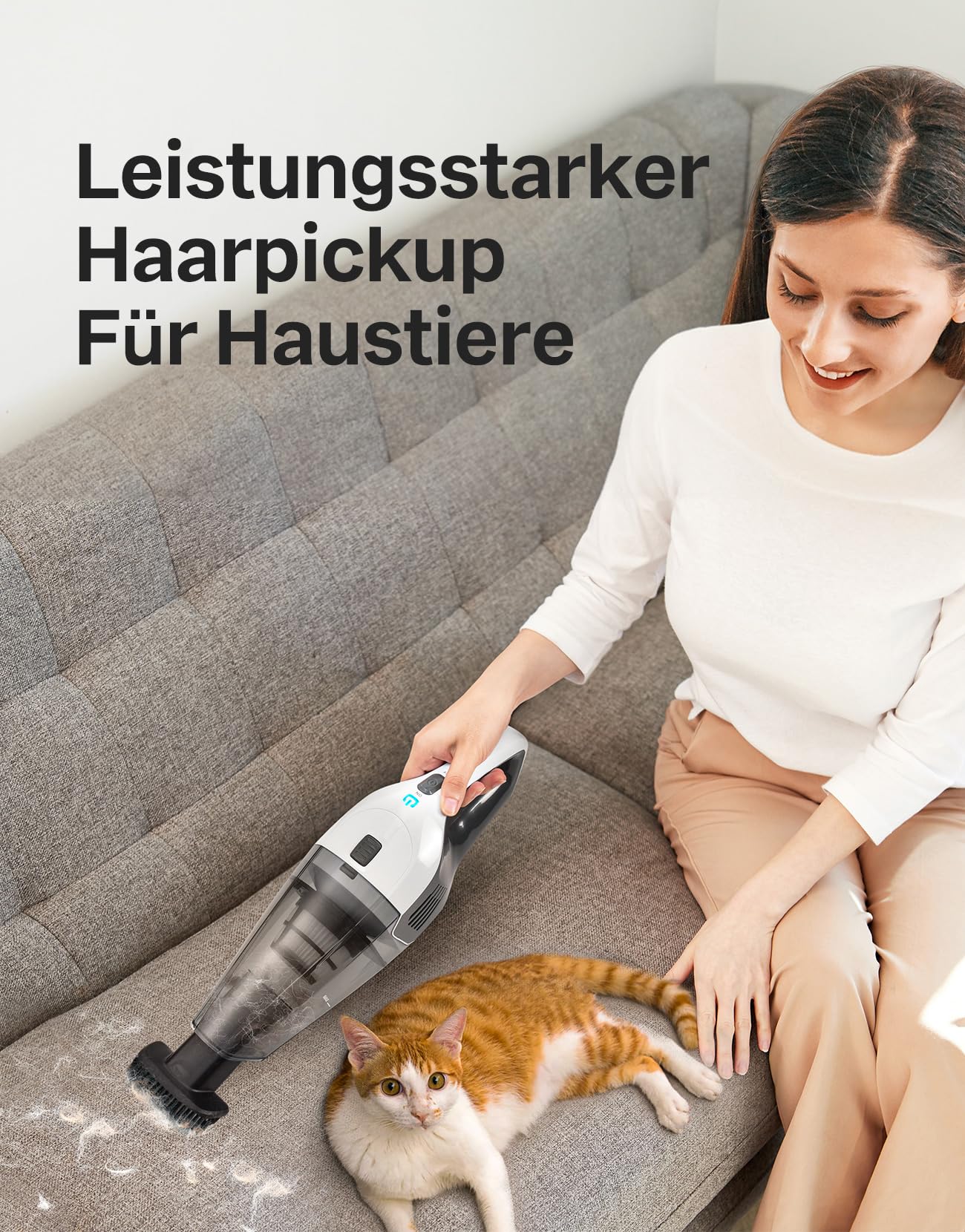 Handstaubsauger, Leistungsstarker, Tragbarer, Leichter, kabelloser Handstaubsauger mit 25–30 Minuten Langer Laufzeit, Wiederaufladbarem Akku und Schnellladung für Auto, Teppich, Treppe, Tierhaare