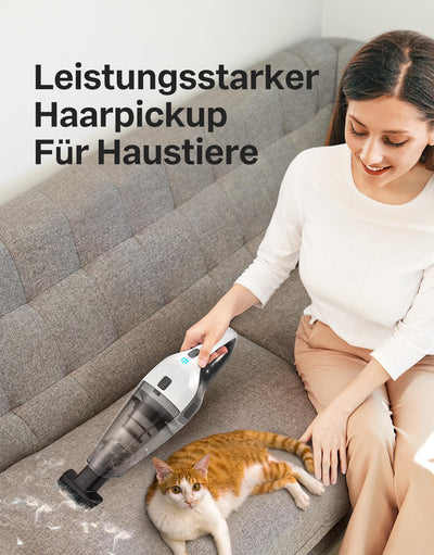 Handstaubsauger, Leistungsstarker, Tragbarer, Leichter, kabelloser Handstaubsauger mit 25–30 Minuten Langer Laufzeit, Wiederaufladbarem Akku und Schnellladung für Auto, Teppich, Treppe, Tierhaare