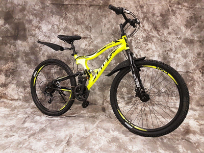 Generisch 24 Zoll MTB Albatros Vollgefedert, 21-Gang Kettenschaltung, Scheibenbremsen NEU 2459-GELB-SCHWARZ Bitte BEACHTEN AB 138 cm KÖPERGRÖSSE GEEIGNET !!!!!!!