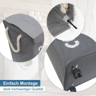 hausratplus osoltus Wäschebox - Wäsche-Sortierer mit Deckel & Rollen - Bad-Organzier - Wäschekorb - Wäschetruhe - Badezimmer Wäsche-Sortiersystem - Grau
