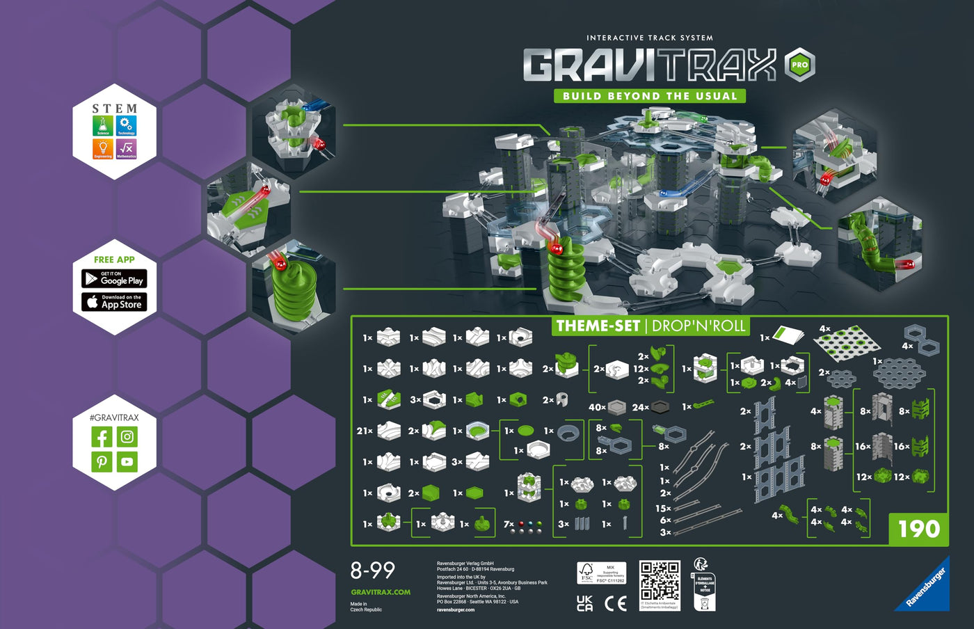 Ravensburger GraviTrax PRO Starter-Set Drop'n'Roll 27463 - Besonderes Starterset der PRO-Linie für Deine Kugelbahn Murmelbahn und Konstruktionsspielzeug ab 8 Jahre