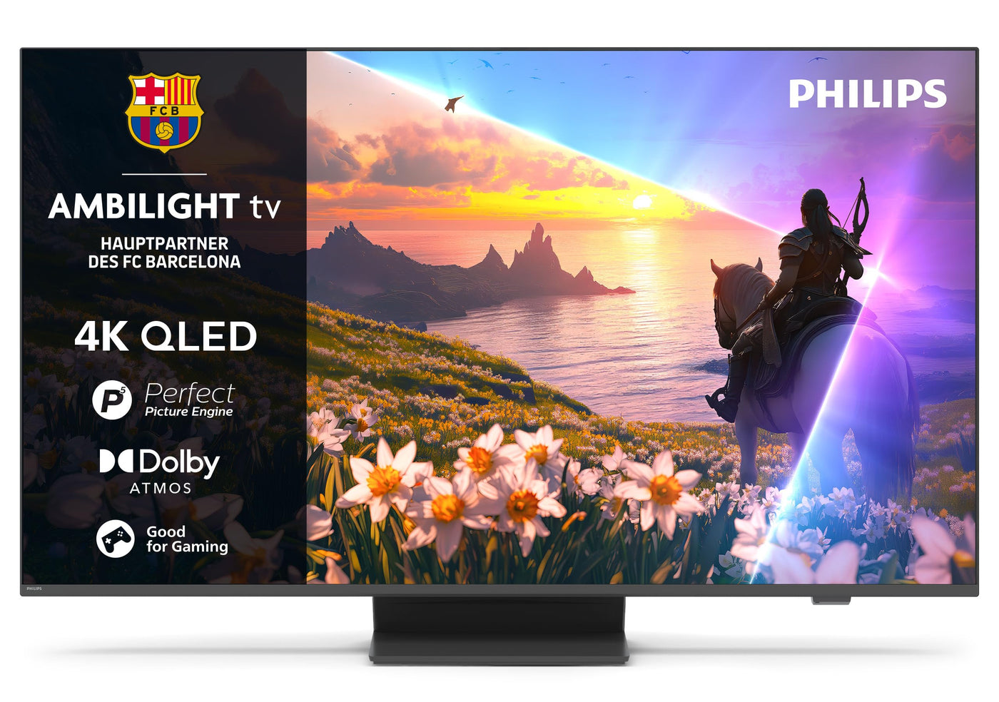 Philips Ambilight 55PUS8600 4K QLED Smart TV - 55 Zoll Display mit P5 Perfect Picture Engine Ultra HD, Titan OS, Dolby Vision und Dolby Atmos Sound