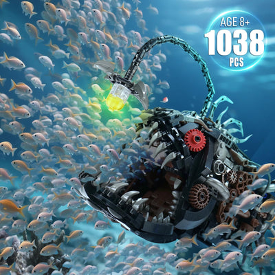Mechanical Laternenfisch Klemmbausteine Bausteinen.Kompatibel Mit Lego Tier Lantern Fish – STEM Perfekte Ozean-Moc Deko für Zuhause/Büro. Geschenk für Kinder und Erwachsene ab 8-16 1038PCS