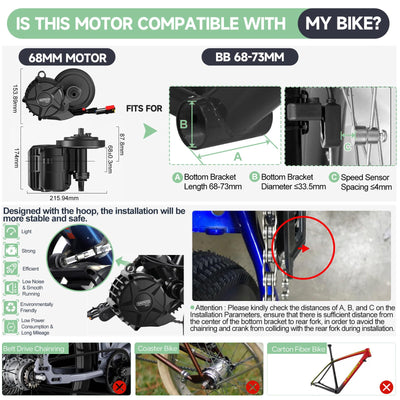 BAFANG Mittelmotor M625 M325 M225 CAN-Protokoll Motor 750W 1000W 500W 250W Mid Motor mit Akku und Display Optional, Elektrofahrrad Umbausatz mit 46T Kettenblatt für BB68-73mm Mountainbike