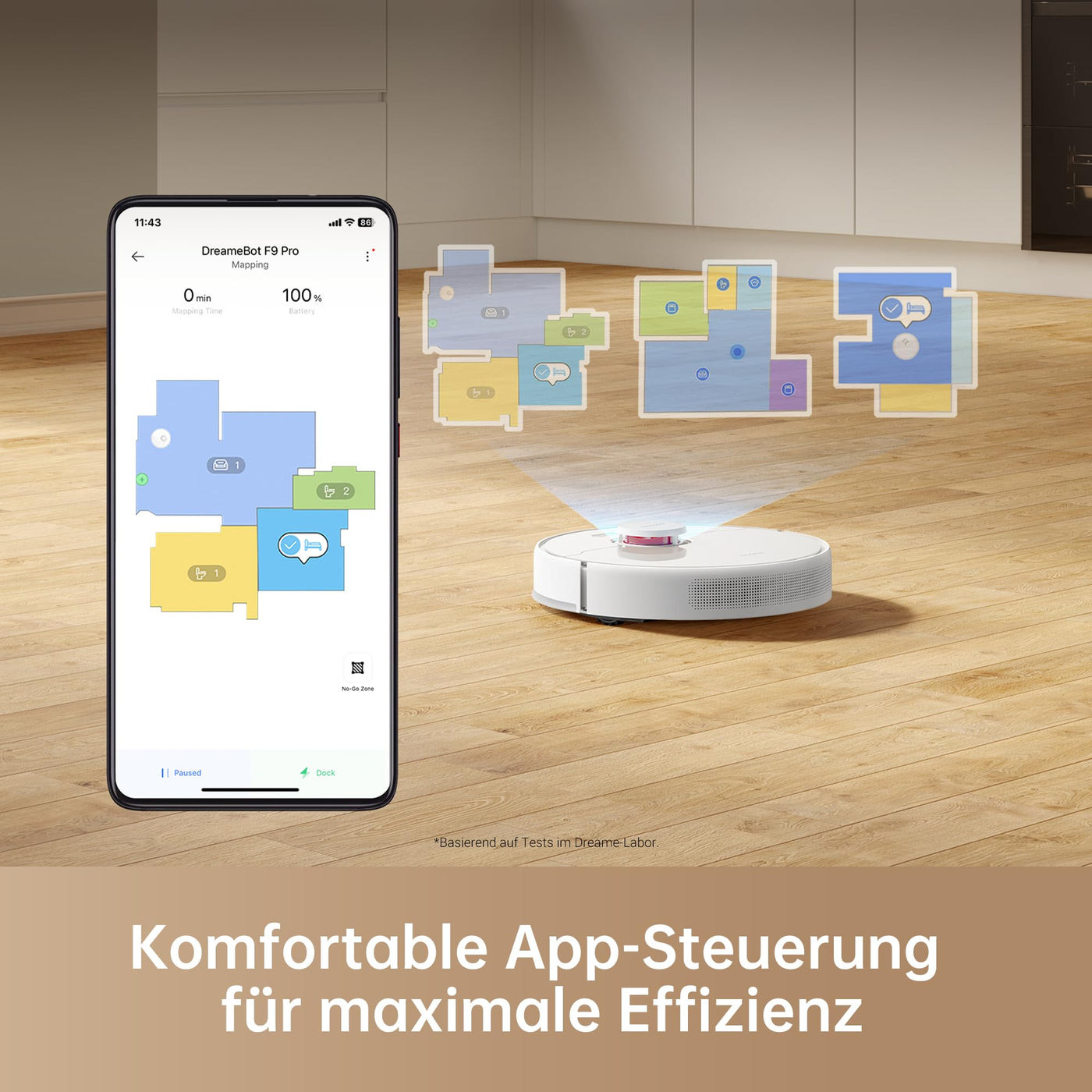 DREAME F9 Pro Staubsaugerroboter und Wischmopp 2-in-1, LiDAR Navigation, 150 min Laufzeit, Staubsauger- und Wischroboter, 2500Pa Saugkraft, Kartierung für mehrere Böden, WLAN/APP/Alexa