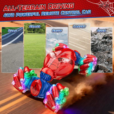 Spider Handsteuerung Ferngesteuertes Auto - 2.4GHz Doppelseitig RC Stunt Auto Spielzeug ab 3 4 5 6 7 8 9 10 Jahre Jungen, 360°Drehung RC Drift Autos mit Licht, Kinder Weihnachten Geburtstag Geschenke