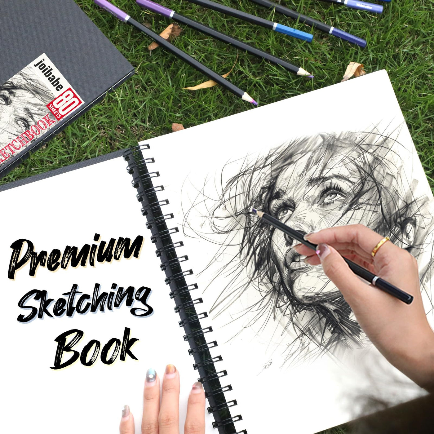 2 Stück A5 Skizzenbuch,100 g/m² Zeichenblöcke mit Spiralbindung-160 Blatt /320 Seiten-Skizzenbücher mit festem Einband-Professionnelle Zeichenbuch für Kinder & Erwachsene, Ideal für Skizzen