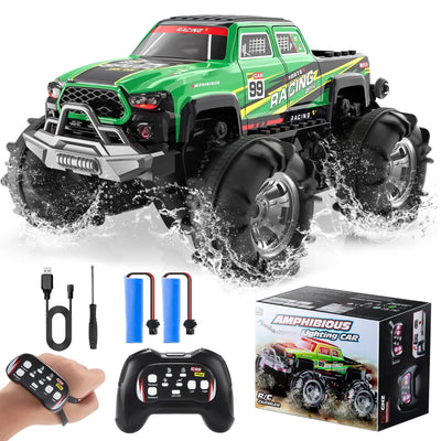 Gaeymy Amphibisches Ferngesteuertes Auto, 1:18 RC Auto Wasserdicht mit Gestensensor und LED Licht, 2,4 GHZ 4WD 360° Drift für Kinder