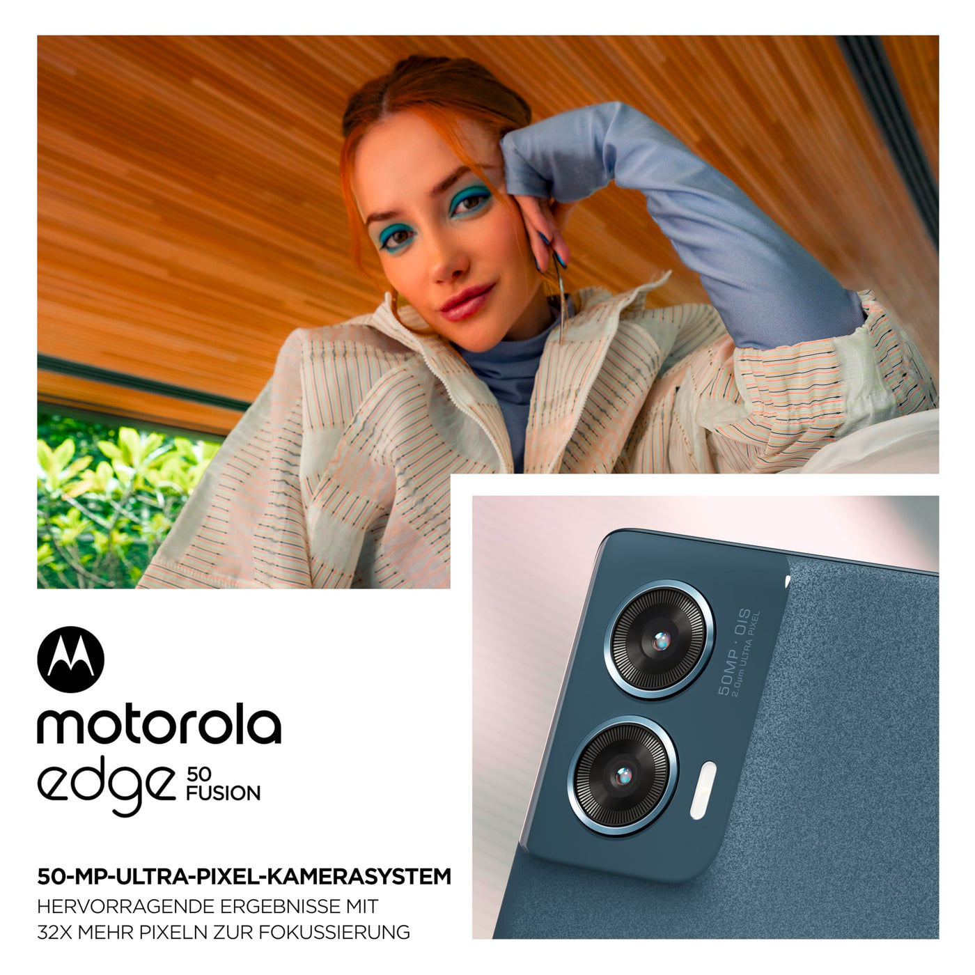 Motorola Moto Edge50 Fusion Smartphone(6,7''-FHD+-pOLED-Display,50-MP-Kamera, 8/256 GB, 5000 mAh, inkl. 68W-Ladegerät, Android 14) Hot Pink,inkl. Schutzcover+Handyhalterung [Exklusiv bei Amazon]