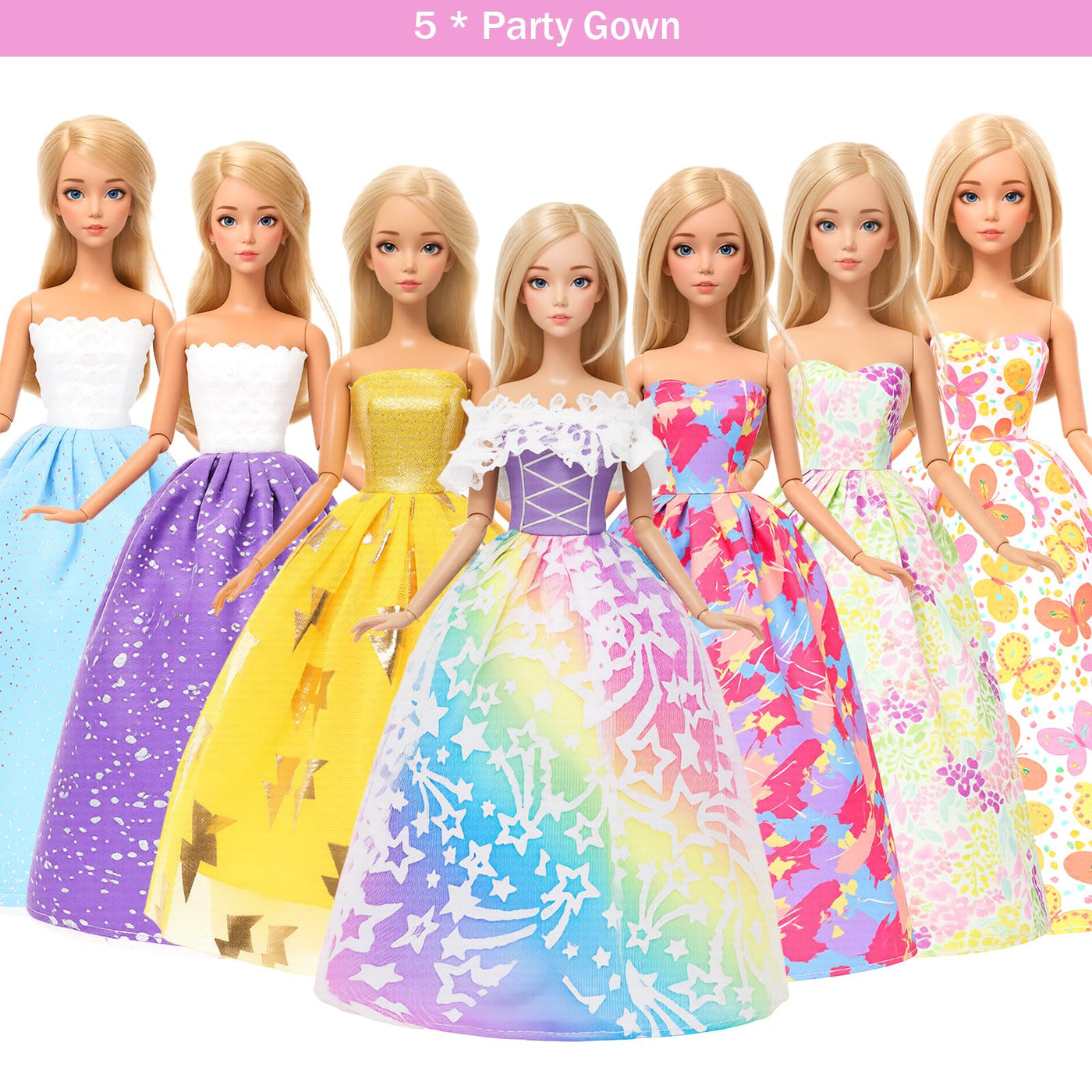 Miunana 110+ Kleidung für Puppen Puppenkleidung Fashion Kleider Tops Bluse Hosen Abendkleider Badenanzüge Minikleider Schuhe Kleiderbügel Handtasche Flügel Zubehör für 11,5 Zoll Mädchen Puppen