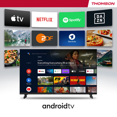 Thomson 40 Zoll (101 cm) LED Full HD Smart Android TV, Google Assistant, Wi-Fi, Dolby Digital, Bluetooth, Triple-Tuner (Kabel/Satellit/Antenne), HDMI, CI+, A+ Panel – 40FA2S13