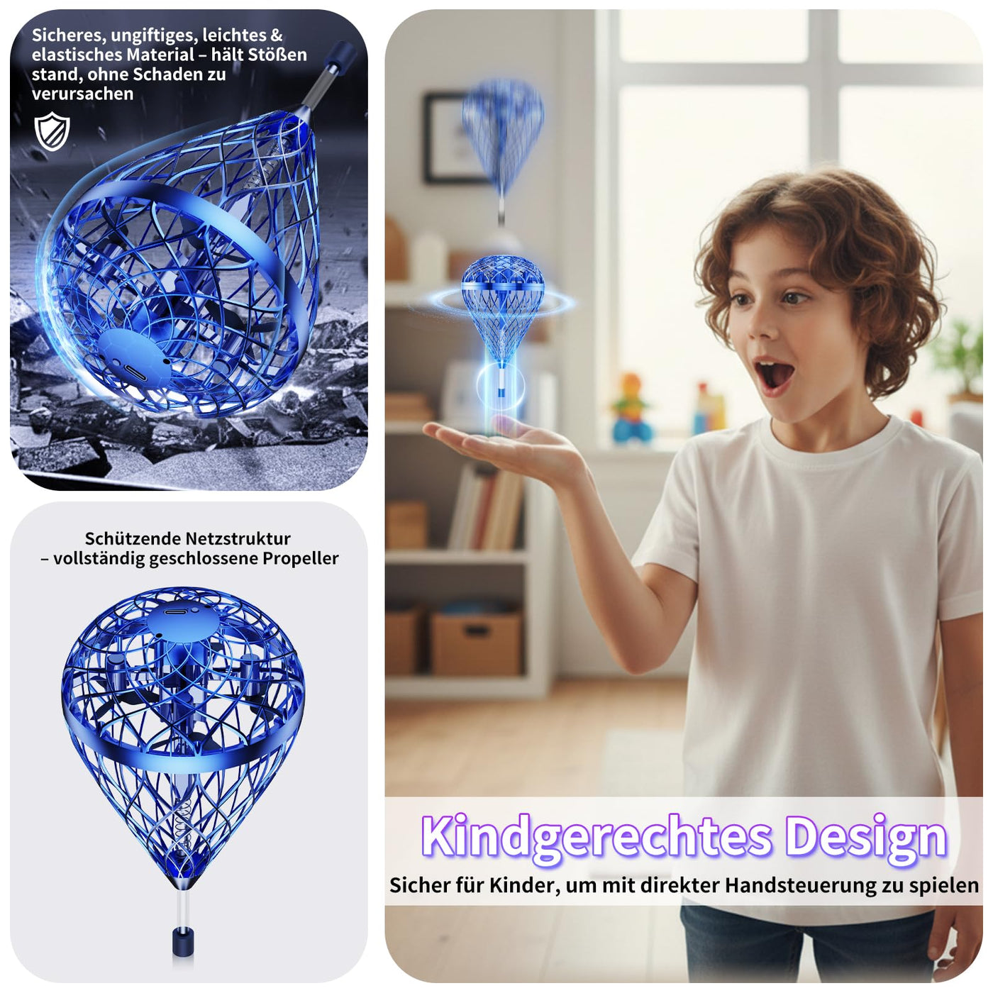 Fliegender Ball Lite Spielzeug, Mini Drohne KI-Bewegungssteuerung & 360°-Flip, Wiederaufladbare Drohne für Kinder & Erwachsene,Spinner-Ball geschenk für Jungen und Mädchen ab 6 7 8 Jahren