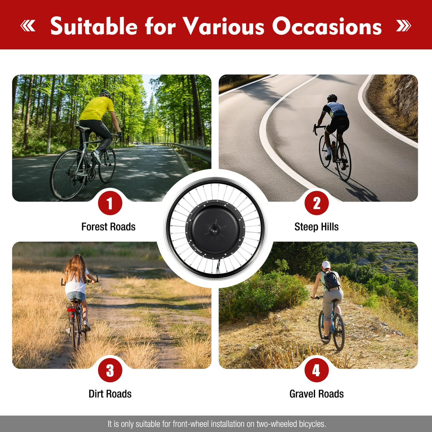 TaNeHaKi Elektrofahrrad Umbausatz Vorderrad 20 Zoll E-Bike Conversion Kit Vorderrad Fahrrad Elektro 20 Zoll Umbau Kit Vorderrad Ebike Umbausatz Vorderrad Elektro Fahrrad Kit 48V 1000W
