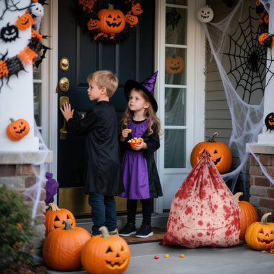 2025 Neue Halloween Deko Leichensack,185 * 86 cm Blutbeflecktes Tuch GefäLschte Leiche Requisiten Horror Deko Gruselig für Grusel Garten Party Spukhaus Rasen Outdoor Halloween-Dekoration Innen
