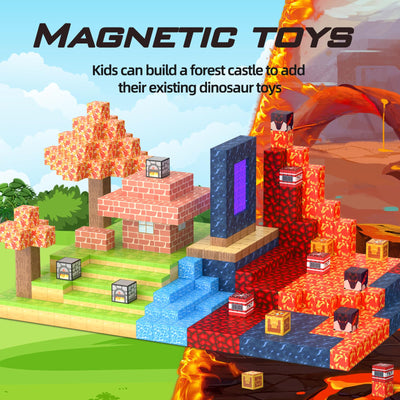 Magnetische Bausteine Blöcke 100 Teile Magnetische Fliesen Kleinkindspielzeug für Jungen und Mädchen ab 3 Jahren, Kreative Kinderspielzeug- Baue Mine Magnet Schwert Welt Magnetic Building Blocks