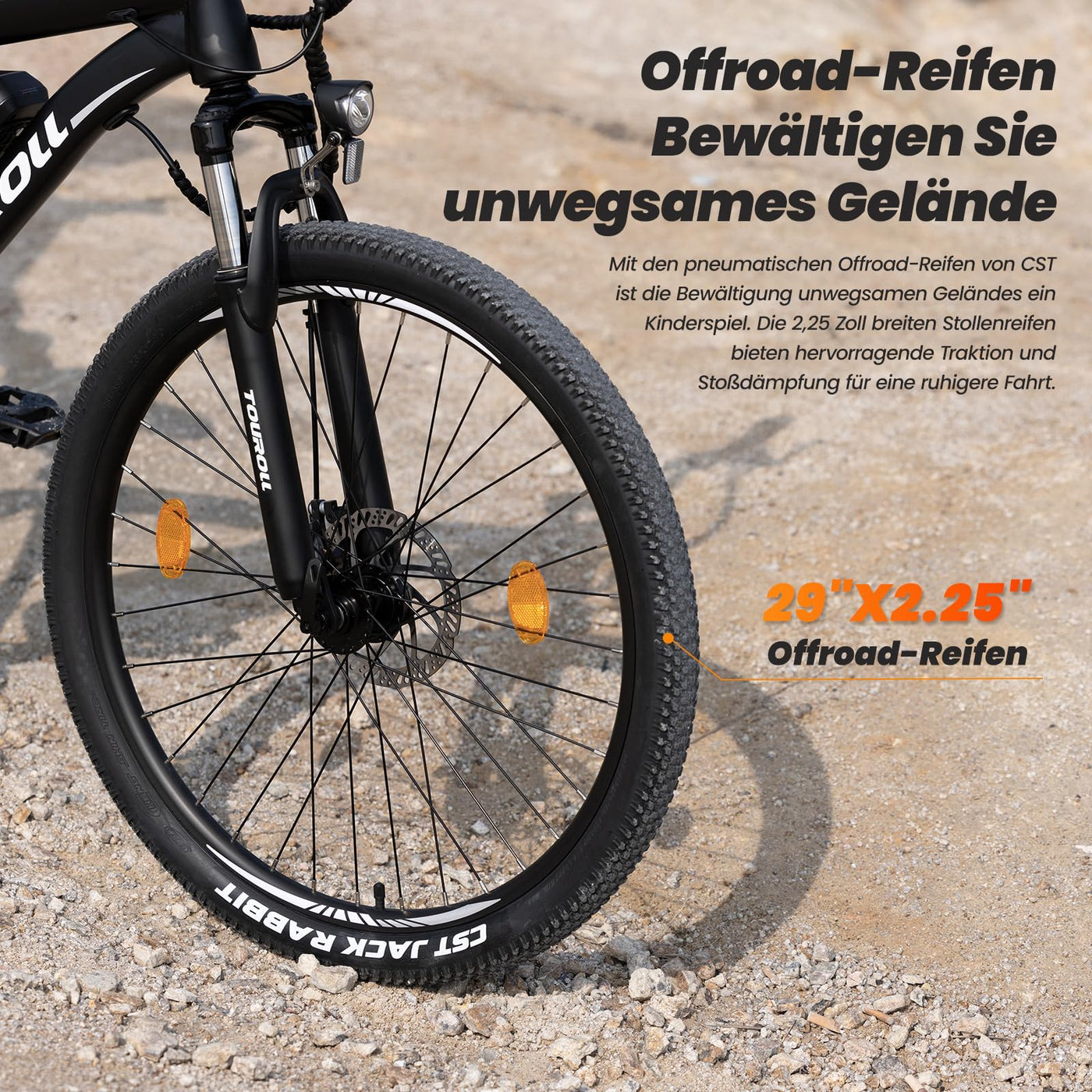 Touroll U1 E-Bikes, 26/29 Zoll E Bike Herren Damen mit Abnehmbarer 36V 13Ah Akku, 250W Motor MTB, E-Mountainbike mit 21 Gang, Elektrofahrrad Reichweite über 65KM, CST Off-Road-Reifen