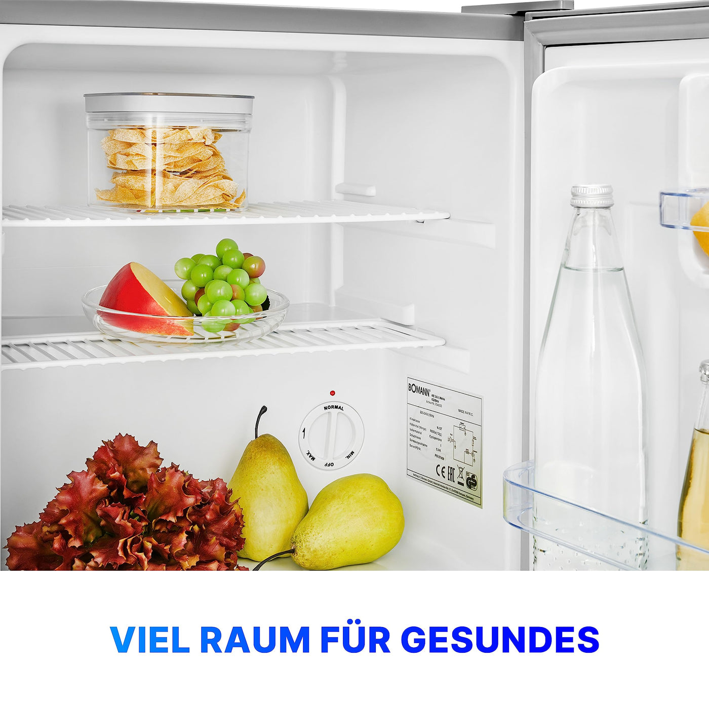 Bomann® Mini Kühlschrank 42 Liter | Getränkekühlschrank klein für Büro, Camping und Gaming | kleiner Kühlschrank leise 39 dB | Minibar mit wechselbarem Türanschlag | 51x45x45 cm | KB 7346 inox