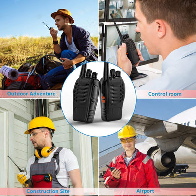 JUAUO Walkie Talkies PMR446 Professionelle Funkgerät Set, 16 Kanäle Wiederaufladbares Walky Talky Set Tragbares mit Headset und USB-Ladestation für Outdoor-Sport, Baustelle(1 Paar, Schwarz)