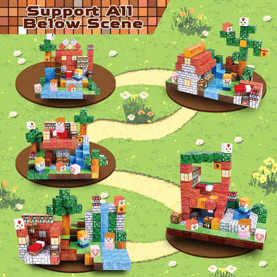 Goody King Magnetische Bausteine 150 Teile Magnetbausteine Set Bibliothek im Tal - Kreatives Bauspielzeug als Geschenk für Kinder ab 5 6 7 8 9 Jahre, Inspiriert von Klassischen Konstruktionsspielen