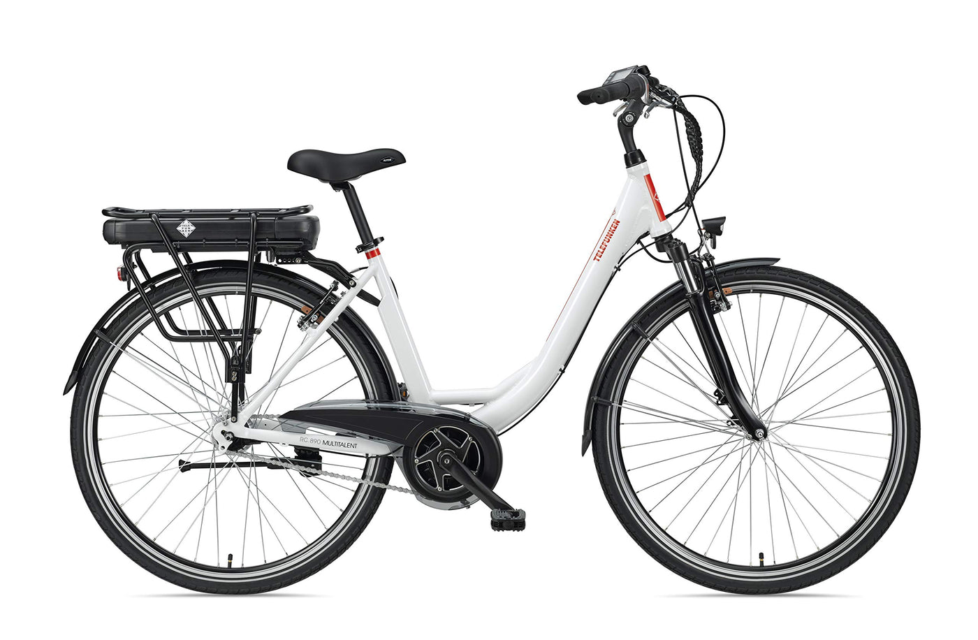 TELEFUNKEN E-Bike Damen 28 Zoll, Elektrofahrrad Alu mit 7-Gang Nabenschaltung - Pedelec Citybike, Mittelmotor 250W & 13Ah / 36V Lithium-Ionen-Akku, RC890 Multitalent