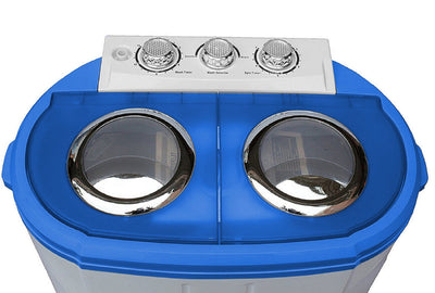 Steinborg Mini Waschmaschine mit Schleuder | 2 Kammern | Waschautomat bis 3 KG | Schleuderkammer bis 1 Kg | Reisewaschmaschine | Miniwaschmaschine | Camping Mobile Toploader, Grau/ Weiß