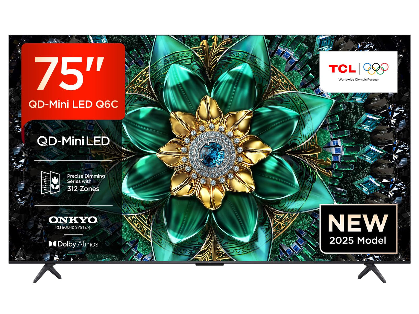 TCL 75Q6C 75 Zoll QD-Mini LED Fernseher, 4K HDR Premium 1000nits, Smart TV mit Google TV (Dolby Vision IQ & Atmos, Onkyo 2.1 Soundsystem, 144Hz Motion Clarity Pro, Game Master)