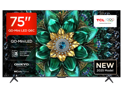 TCL 75Q6C 75 Zoll QD-Mini LED Fernseher, 4K HDR Premium 1000nits, Smart TV mit Google TV (Dolby Vision IQ & Atmos, Onkyo 2.1 Soundsystem, 144Hz Motion Clarity Pro, Game Master)
