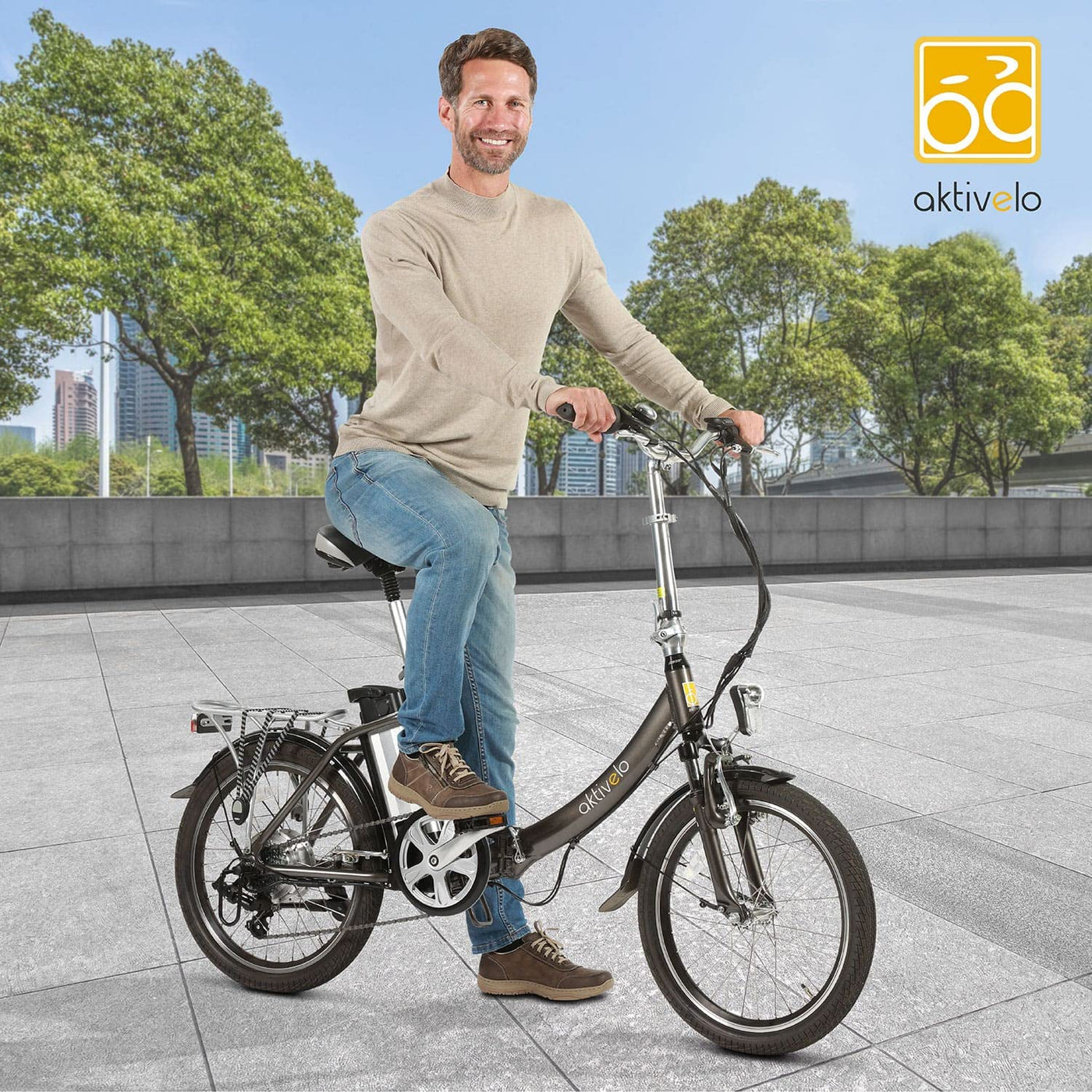 aktivelo E-Klapprad, 20 Zoll E-Bike, Faltrad mit wartungsfreiem 250 W Mittelmotor mit 5 Motorunterstützungsstufen, 65 km Reichweite, 7 Gang Nabenschaltung, für Damen und Herren geeignet