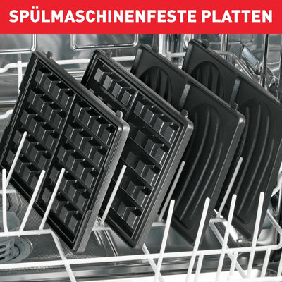 Tefal SW852D Snack Collection, Sandwich, Waffelmaker, Antihaftbeschichte Platten, Spülmaschinengeeignet, 700W, 37.01x29.01x21.01cm, Schwarz/Silber
