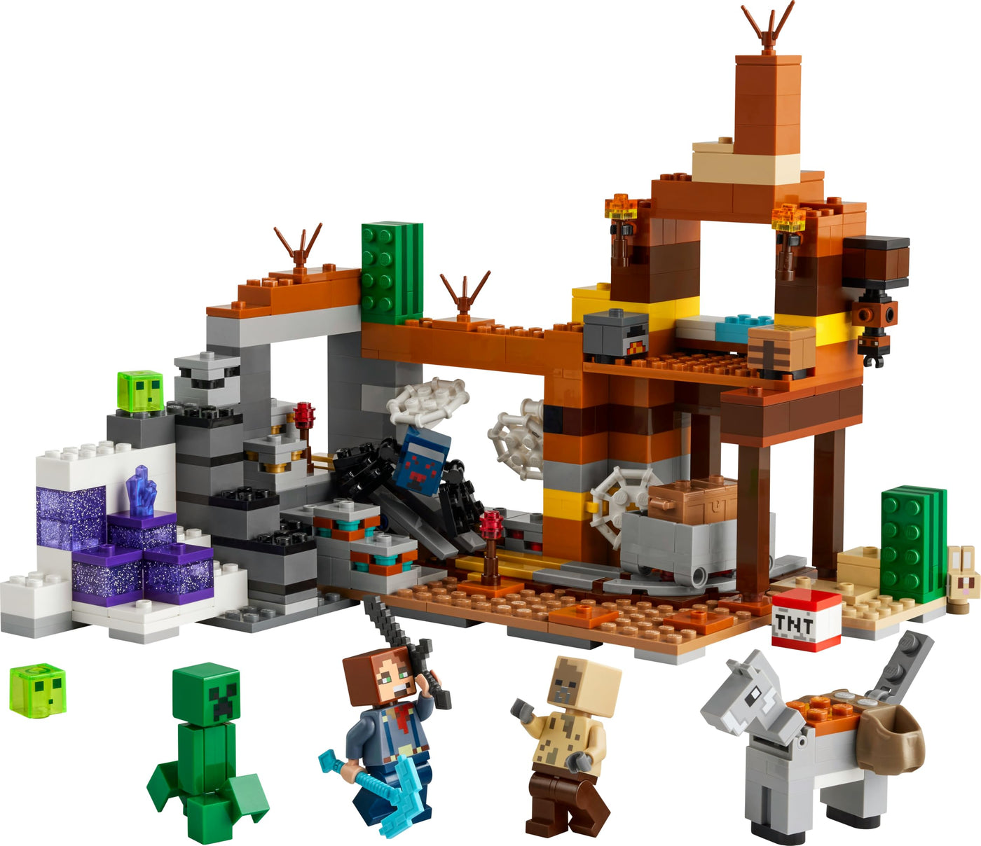 LEGO Minecraft Die Mine in den Badlands -Interaktives Spielzeug mit Forscher-, Creeper- und Spinnen Figuren sowie einer TNT-Explosionsfunktion - Gamer Geschenk für Jungen & Mädchen ab 8 Jahren - 21263