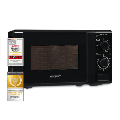 Exquisit Mikrowelle MW 802 G | Mikrowelle mit Grill 1000 W | 700 W gesamt | Timer | Mikrowelle klein und platzsparend 20 L Garrraum | schwarz