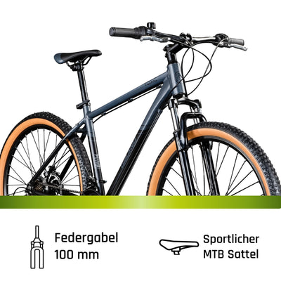 Galano Toxic 27,5 Zoll Fahrrad Hardtail MTB Damen und Herren 165-190 cm Mountain Bike MTB Rahmen Unisex Rad Alu-Mountainbike (schwarz, 46 cm)