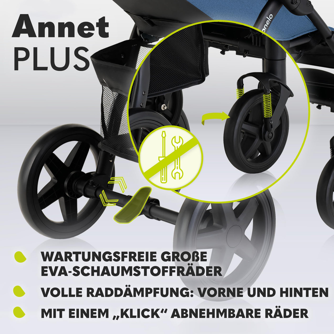 LIONELO Annet Plus Buggy bis 22 kg mit Liegefunktion, Kinderwagen klein zusammenklappbar mit Zubehör, Eva-Schaum-Räder, Moskitonetz, Fußdecke Getränkehalter, Korb