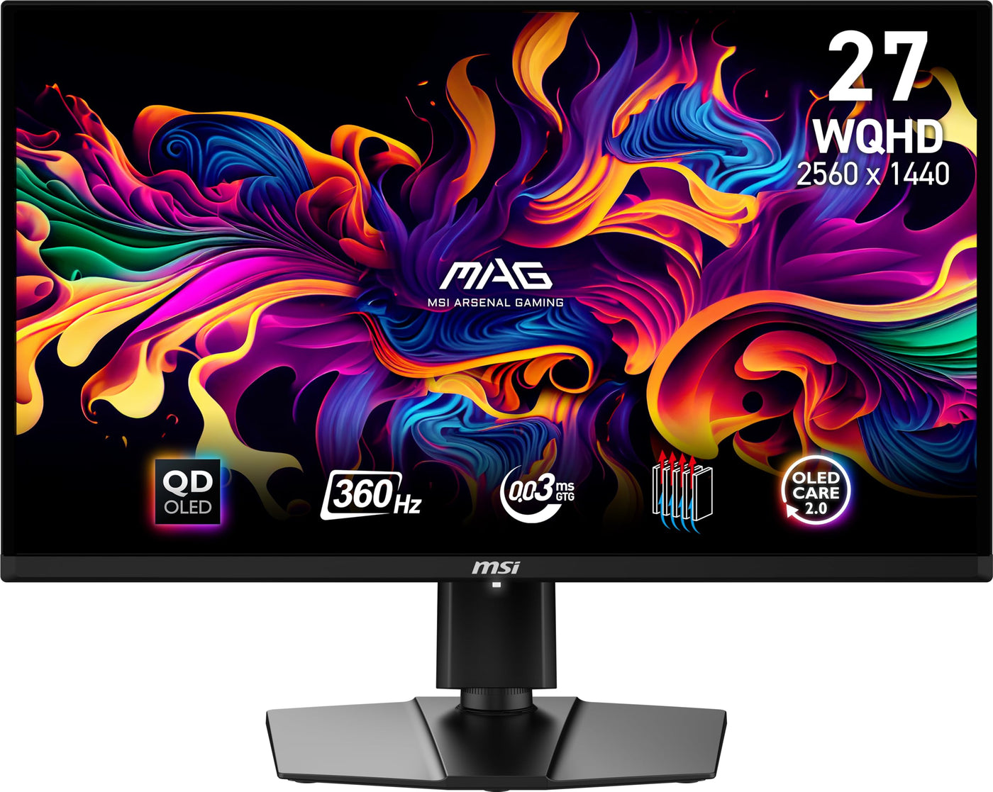 MSI MAG 271QPX QD-OLED 26.5 Zoll WQHD Gaming Monitor - 2560 x 1440 Quantum Dot OLED Panel, 360Hz / 0.03ms, 99.1% DCI-P3, ΔE≤2, DisplayHDR True Black 400 - DP 1.4a, HDMI 2.1, USB Type-C