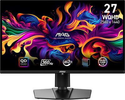 MSI MAG 271QPX QD-OLED 26.5 Zoll WQHD Gaming Monitor - 2560 x 1440 Quantum Dot OLED Panel, 360Hz / 0.03ms, 99.1% DCI-P3, ΔE≤2, DisplayHDR True Black 400 - DP 1.4a, HDMI 2.1, USB Type-C