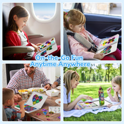 Magnetische Tiles Konstruktion Set 42pcs Reisespielzeug für Kinder Tragbar Reisen MINI Magnetische Fliesen Spielzeug Magnetische Baukasten Montessori Spielzeug Geschenk für 3+ Jahre Kleinkinder