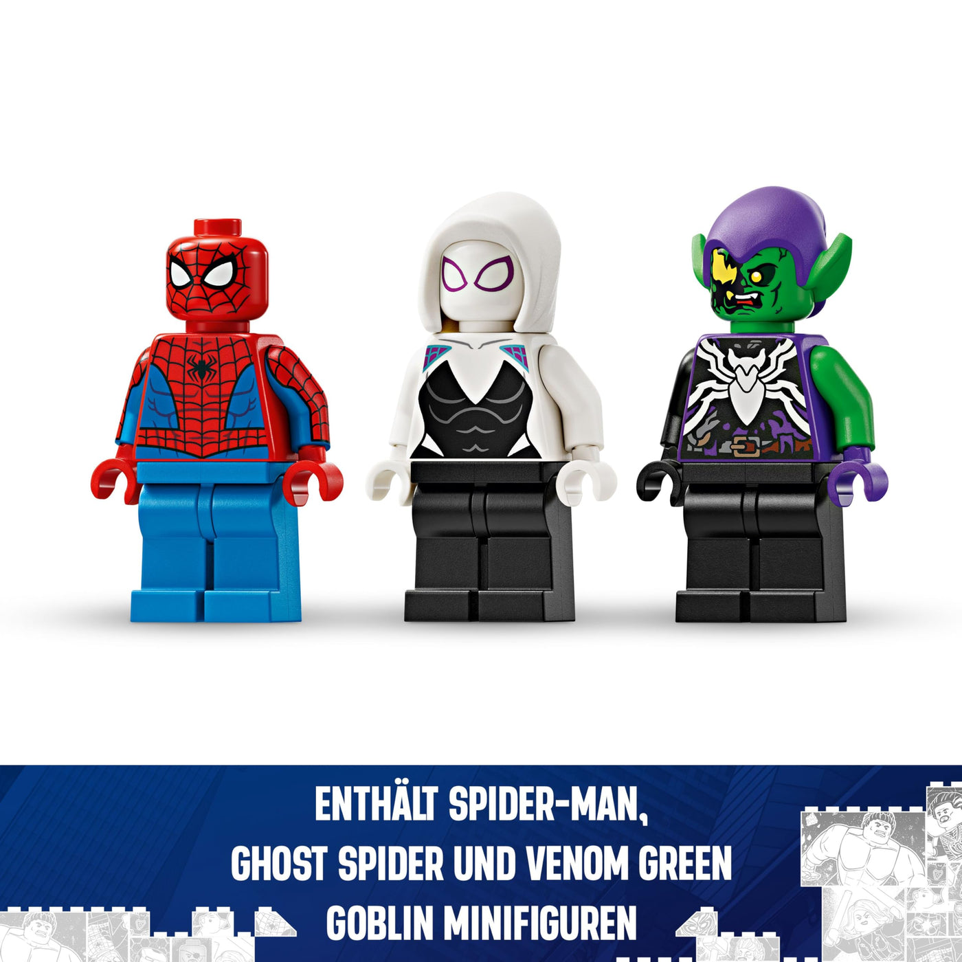 LEGO Marvel Spider-Mans Rennauto & Venom Green Goblin, Spidey-Spielzeug für Rollenspiele mit Superhelden-Figuren und baubarem Auto, Geschenk für Kinder, Jungs und Mädchen ab 7 Jahren 76279