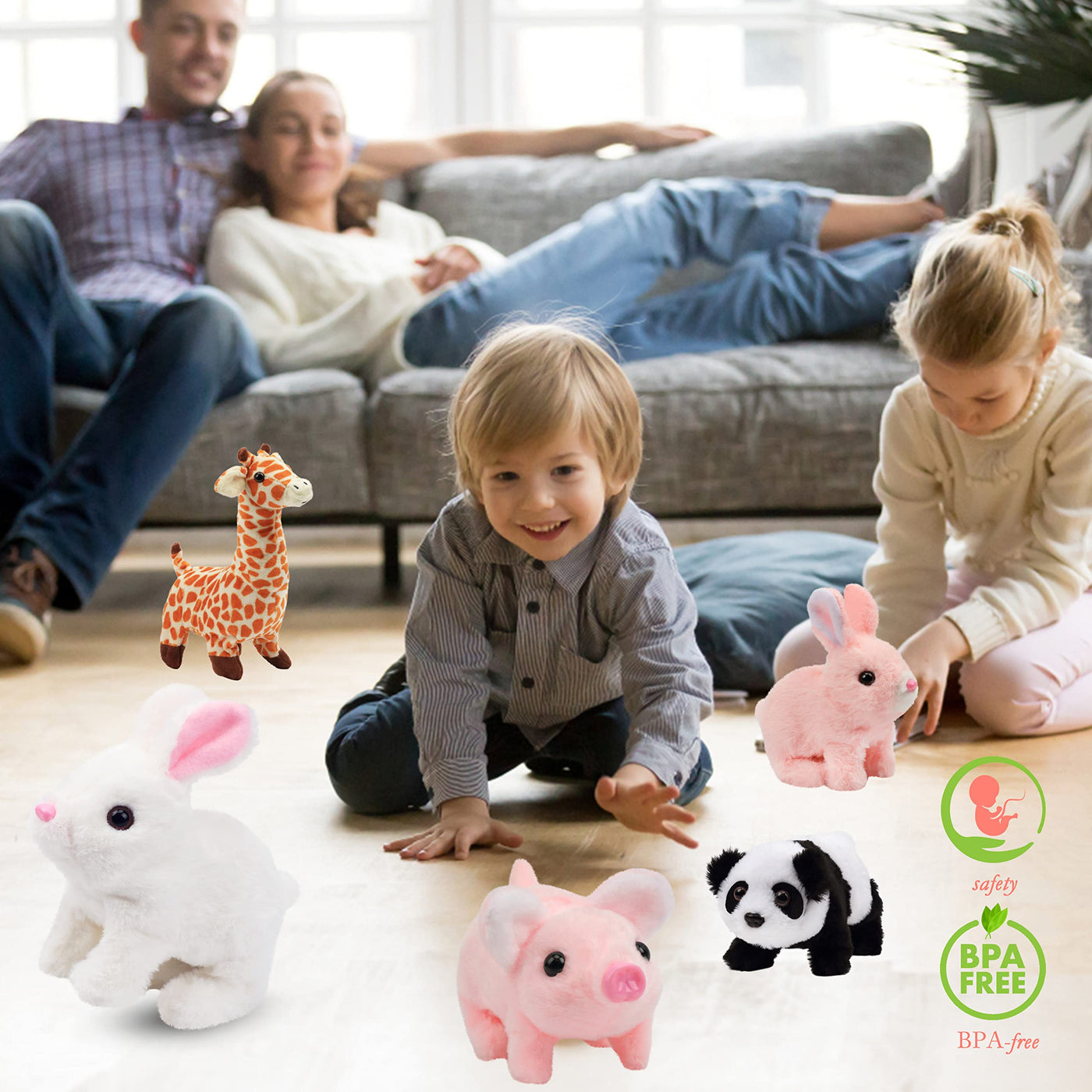 Hopearl Laufendes Schweinchen Haustier Interaktiv Kriechend Ferkel Elektronisches Plüsch Spielzeug Schwein Grunz Zuckende Nase Schwanz Wedeln Animiert Geschenke für Kleinkinder Geburtstag, Rosa, 20 cm