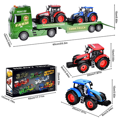 Herefun Bauernhof Lastwagen Spielzeug, Großer Bauernhof Traktor, Anhänger Spielzeug mit Traktor, Groß Transporter LKW, Geschenk für Kinder 3, 4, 5, 6+ Jahren