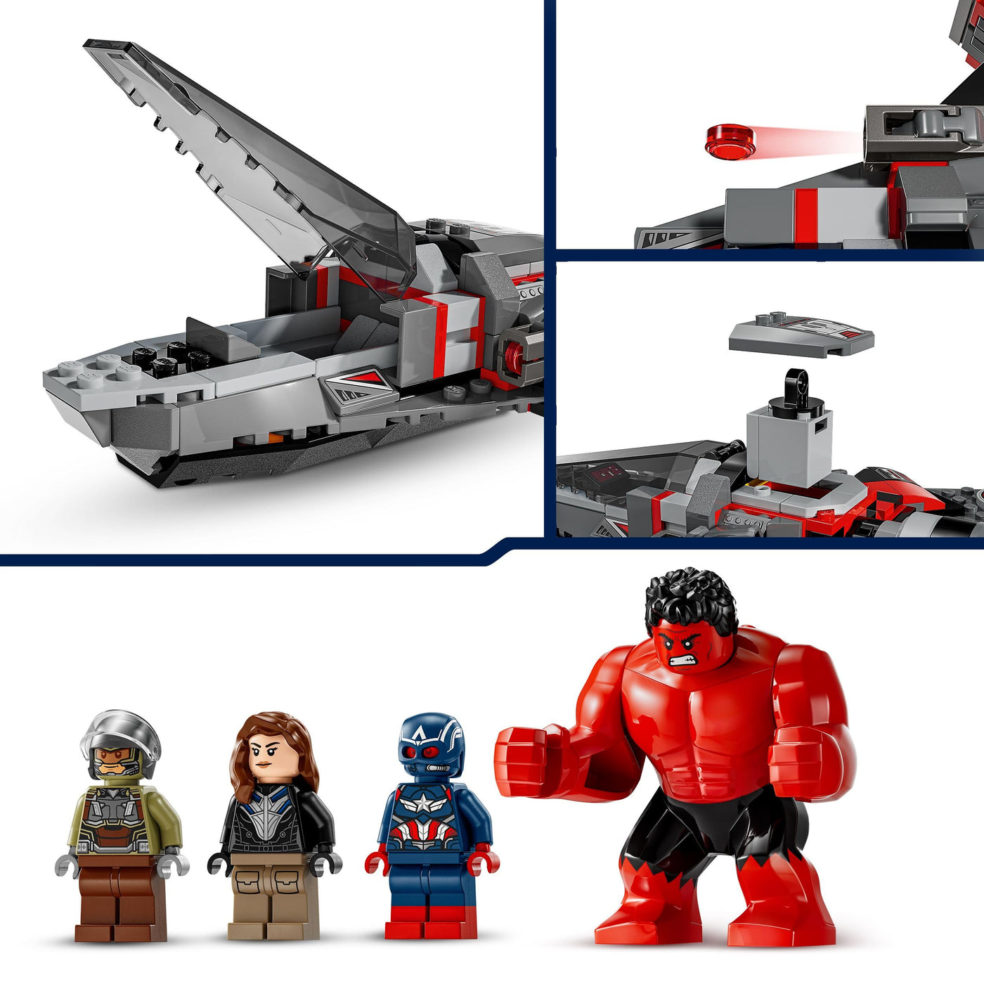 LEGO Marvel Showdown zwischen Captain America und Red Hulk, Geschenk für Kinder, Set mit baubarem Jet, Superhelden Spielzeug für Jungen und Mädchen ab 8 Jahren, Abenteuer Bauspielzeug 76292