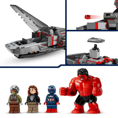 LEGO Marvel Showdown zwischen Captain America und Red Hulk, Geschenk für Kinder, Set mit baubarem Jet, Superhelden Spielzeug für Jungen und Mädchen ab 8 Jahren, Abenteuer Bauspielzeug 76292