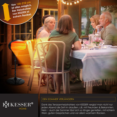 KESSER® Heizstrahler 2000 Watt ✓ Infrarot ✓ Standheizer ✓ Terrassenheizung ✓ Terassen ✓ Strahler ✓ Höhenverstellbar ✓ Quarzstrahler ✓ Innen - Außen ✓ Wickeltischheizstrahler
