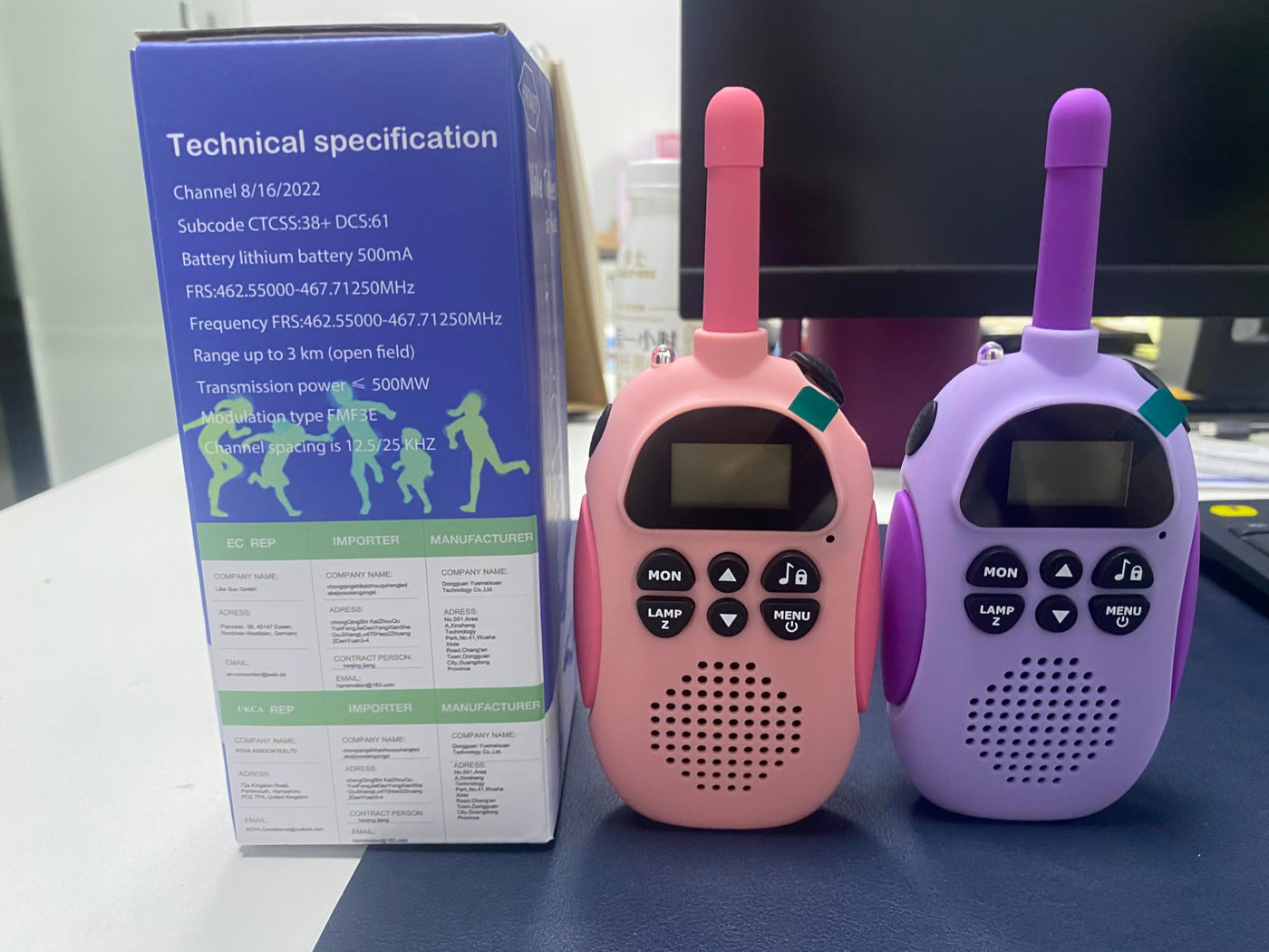 Walkie Talkie Kinder,HPROMOT 2 Pack Aufladbar Walkie Talkies, 16-Kanal Kinder Spielzeug für Jungen Mädchen, Abenteuer im Freien Outdoor Camping Wandern