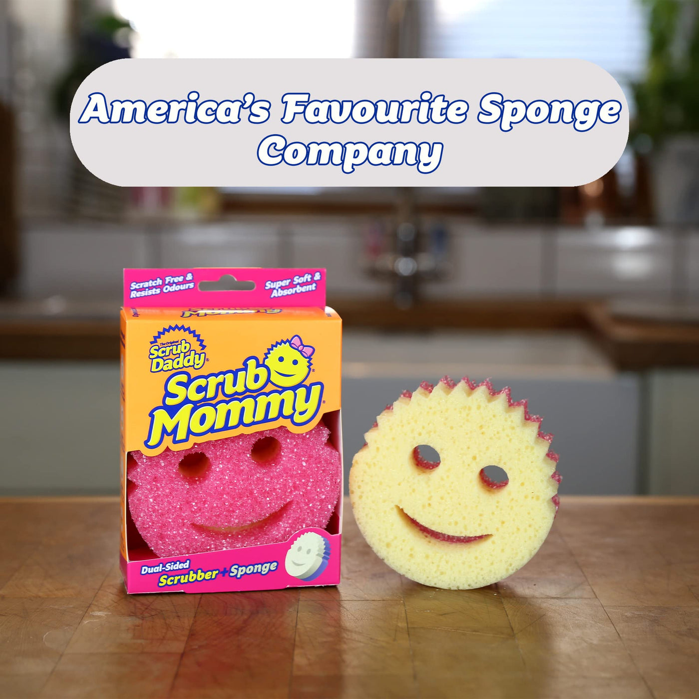 Scrub Daddy Scrub Mommy Putzschwamm, Topfreiniger Küchenschwämme, Putzmittel mit Texturveränderung, kratzfreier Spülschwamm, geruchsresistenter Smiley Schwamm, Geschirrschwamm - 2er-Pack Rosa