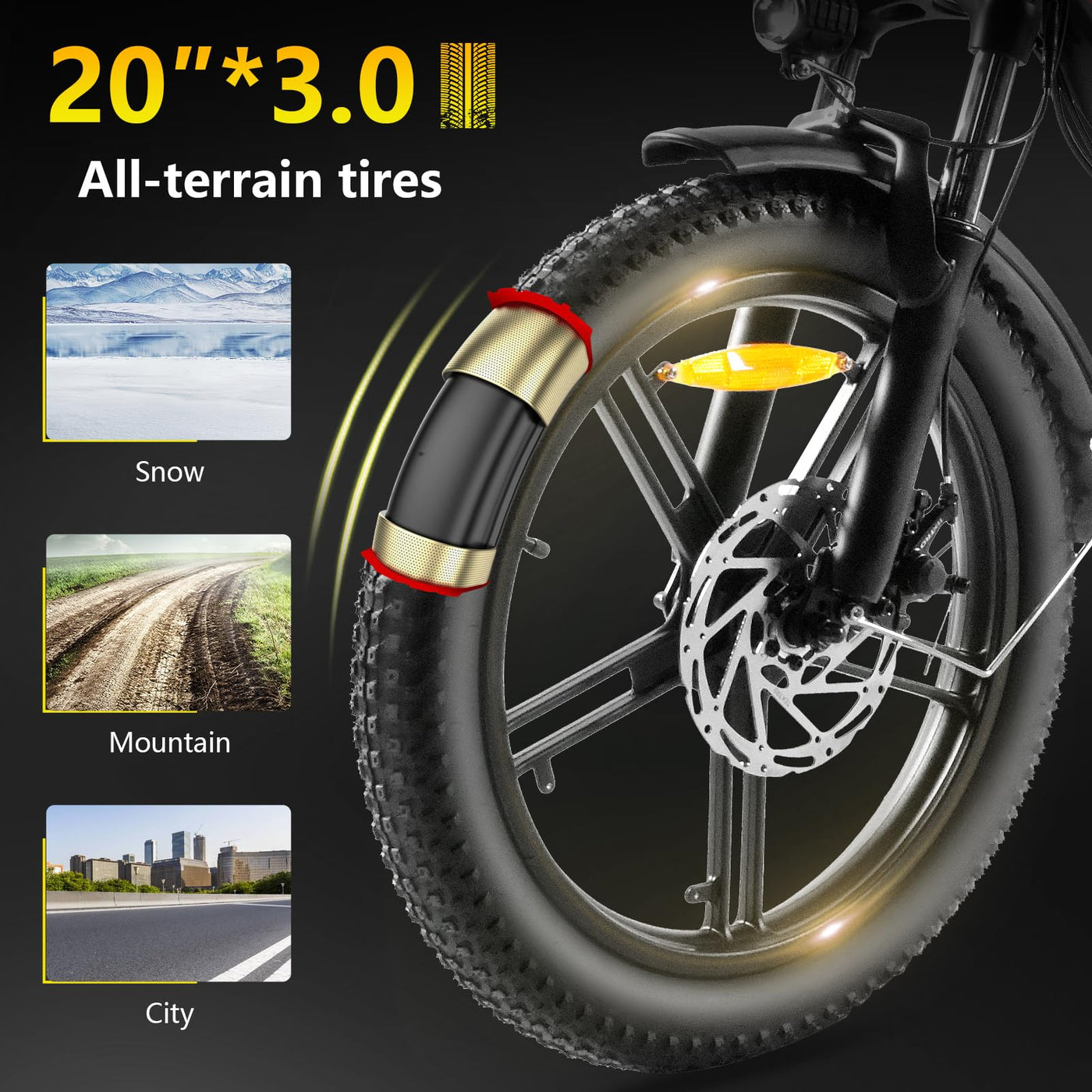 KAISDA E Bike Klapprad 20 Zoll Elektrofahrrad mit 36V 20.8Ah Abnehmbarer Akku,E-Bike 250W Motor bis 100KM,3.0 All-Terrain Fat Tire,7-Gang,LCD-Display Fahrrad für Herren Damen