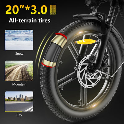 KAISDA E Bike Klapprad 20 Zoll Elektrofahrrad mit 36V 20.8Ah Abnehmbarer Akku,E-Bike 250W Motor bis 100KM,3.0 All-Terrain Fat Tire,7-Gang,LCD-Display Fahrrad für Herren Damen