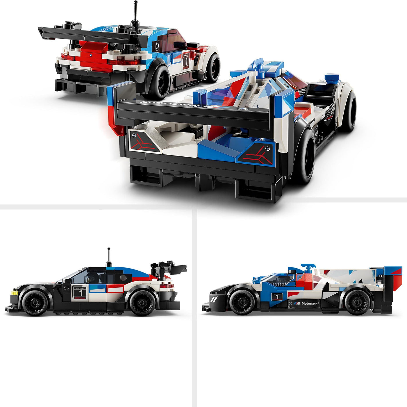LEGO Speed Champions BMW M4 GT3 & BMW M Hybrid V8 Rennwagen Auto Spielzeug mit 2 baubaren Modellautos und 2 Rennfahrer-Minifiguren, Geschenk für Jungs, Mädchen ab 9 Jahren, Modellauto 76922