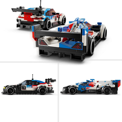 LEGO Speed Champions BMW M4 GT3 & BMW M Hybrid V8 Rennwagen Auto Spielzeug mit 2 baubaren Modellautos und 2 Rennfahrer-Minifiguren, Geschenk für Jungs, Mädchen ab 9 Jahren, Modellauto 76922