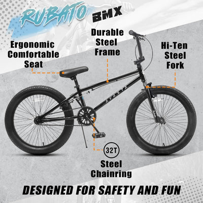 AVASTA 18 Zoll Kinder BMX Fahrrad Freestyle Bike für 5 6 7 8 Jahre alt Jungen Mädchen und Jugend Anfänger, Schwarz